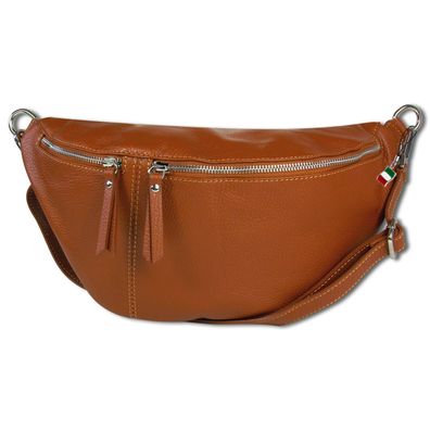 Florence Echtleder Gürteltasche extra groß Damen hellbraun Bauchtasche OTF820C