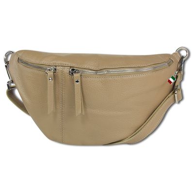 Florence Echtleder Gürteltasche extra groß Damen taupe Bauchtasche OTF820N