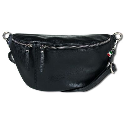 Florence Echtleder Gürteltasche extra groß Damen schwarz Bauchtasche OTF820S