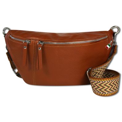 Florence Echtleder Gürteltasche Damen extra groß hellbraun Bauchtasche OTF821C