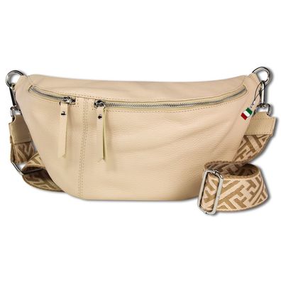 Florence Echtleder Gürteltasche Damen extra groß beige Bauchtasche OTF821I