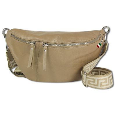 Florence Echtleder Gürteltasche Damen extra groß taupe Bauchtasche OTF821N