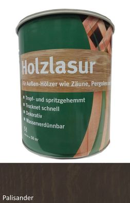 Holzlasur Palisander Meffert 5 L für außen Hölzer wie Zäune, Pergolen ca. 50 m²