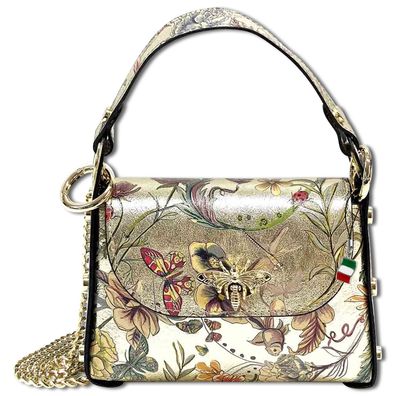Florence Umhängetasche Biene Damen Echtledertasche farbig gold metallic OTF832ZF
