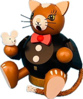 Richard Glaesser Rauchfigur Katze sitzend aus Seiffen im Erzgebirge