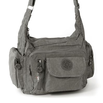 Bag Street Nylon Tasche Damenhandtasche Schultertasche grau 30x15x22 OTJ204K