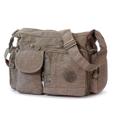 Bag Street Nylon Tasche Damenhandtasche Schultertasche grau braun OTJ205L