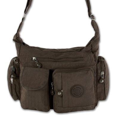 Bag Street Nylon Tasche Damenhandtasche Schultertasche braun 32x20x12 OTJ205N
