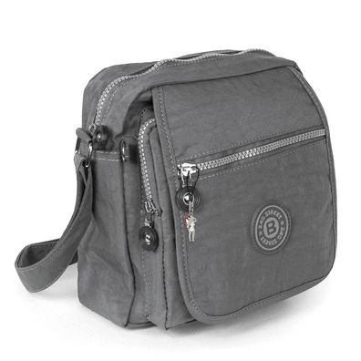 Bag Street Nylon Tasche Damenhandtasche Umhängetasche grau 20x10x22 OTJ218K