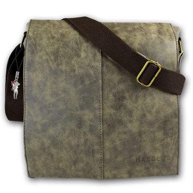 Harolds Canvas Kunstleder Herren Messenger Bag Schultertasche braun OTJ2380N