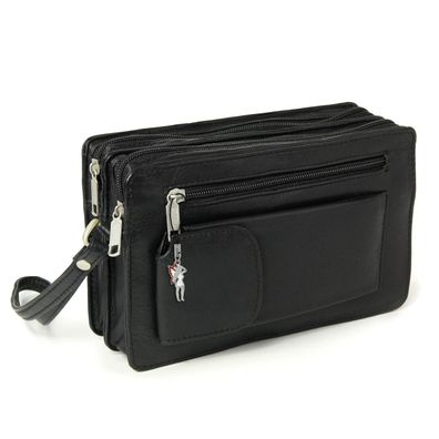 DrachenLeder Leder Geldbörse Herren Handgelenktasche schwarz 21x7x13 - OTJ500S