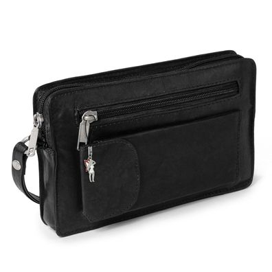 DrachenLeder Echtleder Geldbörse Herren Handgelenktasche schwarz 20x12x4 OTJ502S