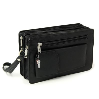 DrachenLeder Echtleder Geldbörse Herren Handgelenktasche schwarz 20x12x7 OTJ512S