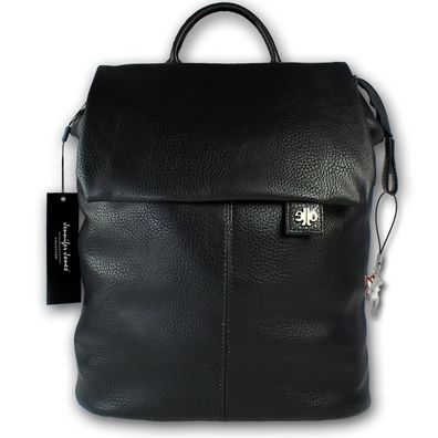 Jennifer Jones Kunstleder City-Rucksack Damen Schultertasche schwarz OTJ6560S