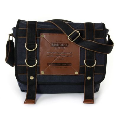 DrachenLeder Canvas Tasche Herren Umhängetasche Messenger Bag schwarz OTK212S