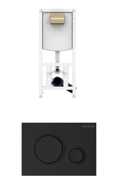 VIS CONEL WC-Element E3 mit UP-Spülkasten BH 1120mm + Drückerplatte DON matt-schwarz