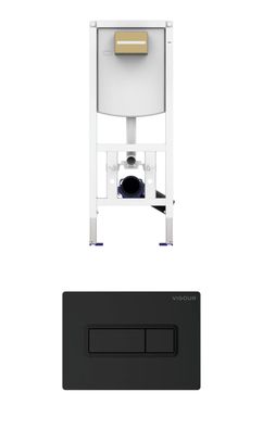 VIS CONEL WC-Element E3 mit UP-Spülkasten BH 1120mm + Drückerplatte TEES matt-schwarz