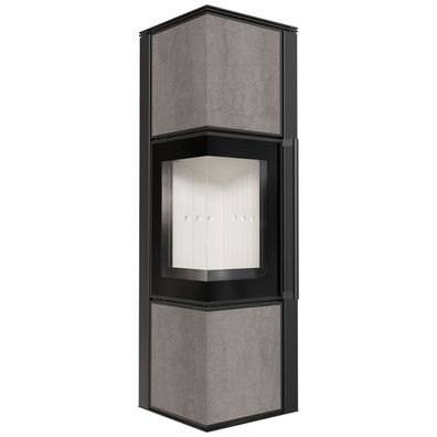 Kaminofen aus Stahl KRATKI TORA/M 8 kW Ø 150 Quarzsinter Naturali PIETRA DI SAVOIA G