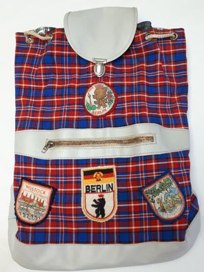 DDR Rucksack Karomuster mit Aufnähern