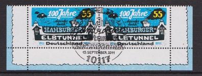 BRD 2011 gestempelt ESST MiNr. 2890 wPaar Eckrand 100 Jahre Hamburger Elbtunnel