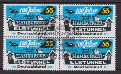 BRD 2011 gestempelt ESST MiNr. 2890 4er Block 100 Jahre Hamburger Elbtunnel