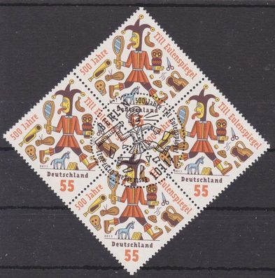 BRD 2011 gestempelt vierer Block MiNr. 2880 Till Eulenspiegel
