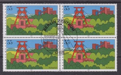 BRD 2003 gestempelt ESST MiNr. 2355 vierer Block Industrielandschaft Ruhrgebiet