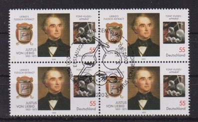 BRD 2003 gestempelt ESST MiNr. 2337 4er Block Justus Freiherr von Liebig