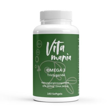 Omega 3 Triglyceride 2000 - 600mg DHA & EPA Fettsäuren - 140 Softgels