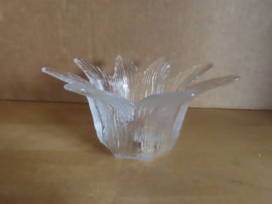 Teelichthalter Glas klar Eisblume Blütenform PartyLite