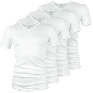 Business V-Neck Shirts Herren 4er Set - klassische Unterhemden aus Feinripp