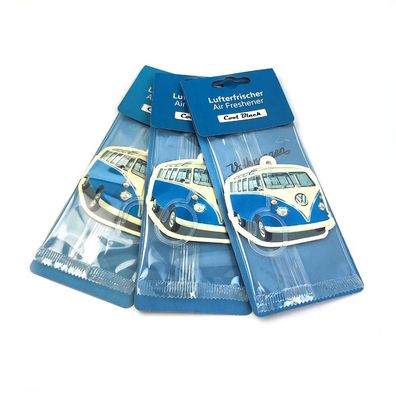 3x Original VW Lufterfrischer Duftspender T1 BUS Bulli Motiv Cool Black Duft