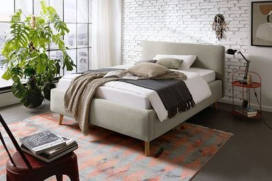 Polsterbett Bett MATTIS Stoffbezug Aspen mit Bettkasten