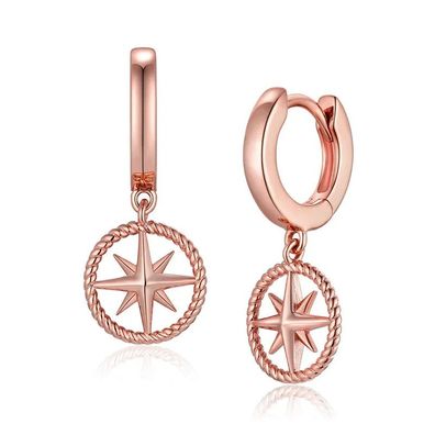 Klappcreolen mit Anhänger Nautischer Stern Silber 925/000 ros vergoldet