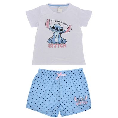 Disney Lilo & Stitch Damen Pyjama Set aus Baumwolle – Kurzarm Shirt & Shorts