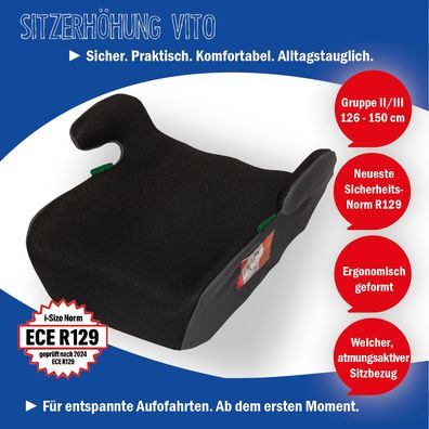 UNITED KIDS Autositzerhöhung Vito – iSize Norm R129 für Kinder von 126-150 cm