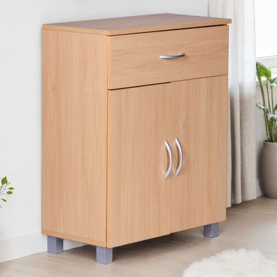 Wohnling Sideboard Buche WL1.335 60x75x30cm Kommode Schrank Kleine Holz Anrichte