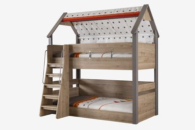 Etagenbett Stars 100 x 200 cm in Holzoptik/Braun
