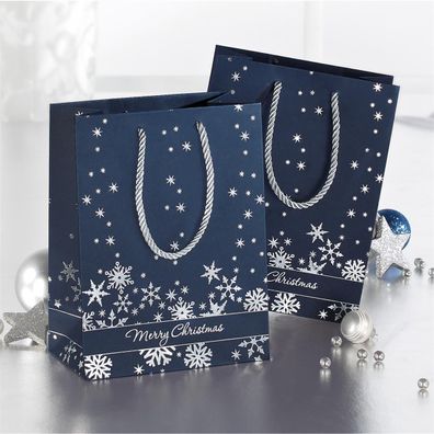 SIGEL Premium Geschenktasche GT111 175x230x100mm Silver Snowflakes