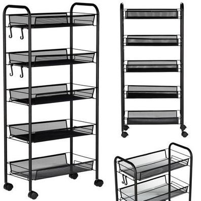 Helfer Friseur Kosmetikwagen ST017B - Mobiler Salon-Rolltisch Schwarz