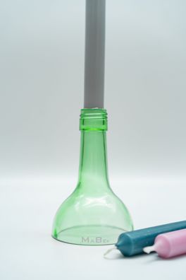 Kerzen Ständer aus der 1 l Wein Flasche zartgrün - OHNE Kerze