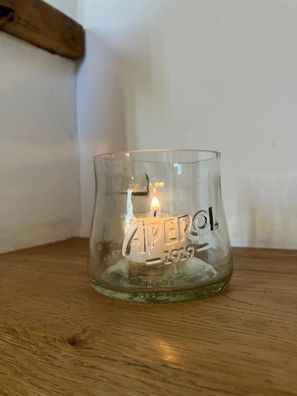 Teelichthalter - Upcycling aus der leergetrunkenen 0,75l Aperol Flasche