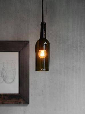 Pendelleuchte Klassik aus der Weinflasche mit Korkmündung Upcycling