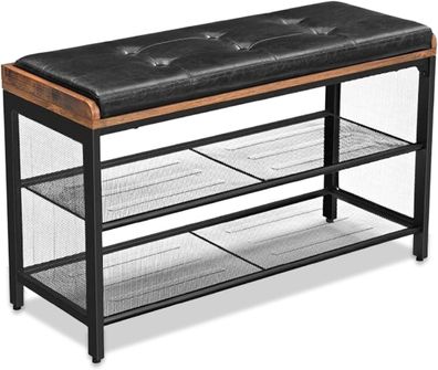 Best For Home | OSKAR Schuhregal mit Sitz - 2-stöckig, Industrie-Design & Bank