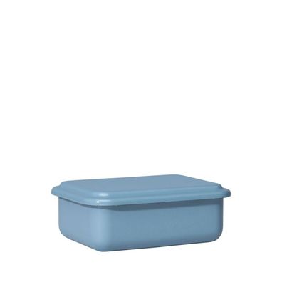 Riess Récipient à provisions émaillé avec couvercle nieder 15x11x5 cm bleu myrtille