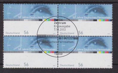 BRD 2002 gestempelt ESST MiNr. 2288 vierer Block 50 Jahre Deutsches Fernsehen