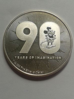 2$ 2018 Niue Disney(®) Mickey Mouse(®) 90. Geburtstag 1 Unze Silber 999er