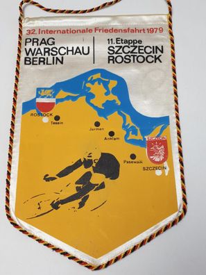 DDR Wimpel 32. Internationale Friedensfahrt 1979 11. Etappe Stettin/Rostock