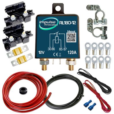 Zweitbatterieset | RL180-12 PRO | Trennrelais 12V 120A | 6m 16mm² Kabel