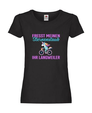 Fresst meinen Sternenstaub | Einhorn | Fahrendes Einhorn Damen Shirt Schwarz